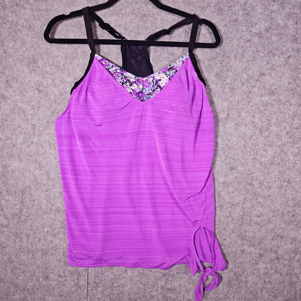 ZeroXposur Womens Purple Tankini Top Racerback Gym Workout Active Sz S READ